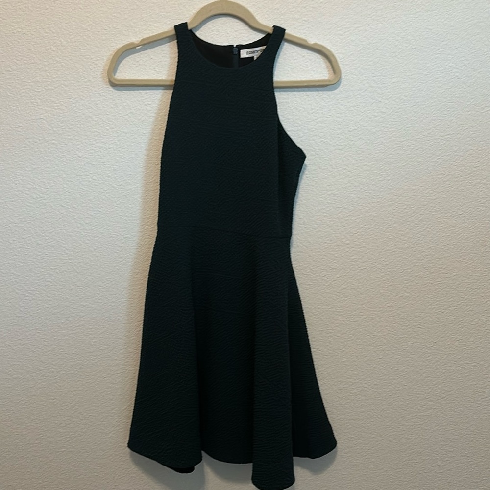 Green Elizabeth and James textured, green fit/flare mini dress in 0